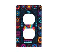 Collage of Various Peace Symbols Outlet Cover Light Switch Cover Decorative 1 Gang Wall Plate for Kitchen Room Bathroom Size 7x11.4cm