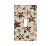 Collage Style Stars with Leopard Texture Light Switch Cover Decorative Single Toggle 1 Gang Wall Plate for Kitchen Farmhouse Bedroom Bathroom Art Decor