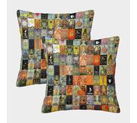 Collage Tarot Fundas Cojines Decorativa 2 Piezas Collage Artos Funda De Almohada Funda De Cojín 3D con Cubiertas para Cojines De Sala De Estar 40x40cm