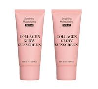 Collagen Face Sunscreen SPF 50, Lightweight Nonsticky Moisturizing Natural Glowly,UV Schutzhellender Sonnenschutzend Quick Einziehend (2PC)