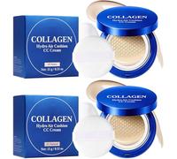 Collagen Hydro Air Cushion CC Cream, Oil Control/Moisturizing BB Cream Makeup, Long-Lasting, Buildable Coverage Lightweight Cushion Makeup, Foundation Setting Cream for Mature Skin (Mixed)