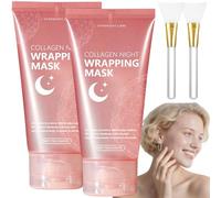 Collagen Night Wrapping Mask, Korean Overnight Mask Face mit Peel-Off Effect, Deep Hydration & Collagen Boost, Reafirmante & Faltenreduzierend (PACK 2/Entdecker-Pack)