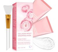 Collagen Night Wrapping Mask, Mascarilla de Colageno Para la Noche, Mascarilla Facial Peel Off Para Elasticidad e Hidratacion, Reduce Flacidez y Matidez, Piel Tensa (Cepillo Incluido) (150 ML)