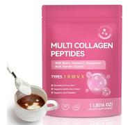 Collagen Pulver - Multi Peptide - 5-Kollagen Typen (I,II,III,V,X) mit Biotin, Hyaluronsäure & Vitamin C - Unaromatisiert, Ohne Geschmack - Für Haut, Haare, Nägel & Gelenke*- 454g (1lb) - Grass Gefütte