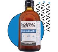 COLLAGEN SUPERDOSE BY GOLD COLLAGEN Cabello Fuerte - Complemento Líquido Cabello Piel Uñas con Colágeno Marino Hidrolizado, Vitamina C, Biotina, Zinc Selenio, Cabello Anticaída y Crecimiento, 300 ml