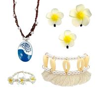 Collana da Moana Principessa, Accessori per Bambini Vestire la Principessa, Set di Gioielli da Principessa, per La Festa Estiva in Spiaggia, per Il Costume Della Giornata Mondiale Del Libro (A)