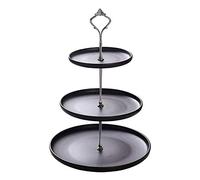 Collapsible Cerámica Frutero, Bandeja De Frutas Diseño Abierto De 3 Pisos, Color Negro, Almacenamiento Para Verduras, Aperitivos, Pan, 15 X 20 X 25 X 37 Cm,Silver