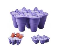 Collapsible Ice Cream Mold, 7 Cavities Silicone Ice Cream Mold for Homemade Popsicles and Ice Cream - BPA Free (Purple)