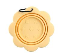 Collapsible Pet Bowl Portable Pet Feeding Watering Dish Bowl Adjustable Feeding Trough Portable Drinking Water Drinker for Outdoor Walking Hiking Camping (Amarilla)