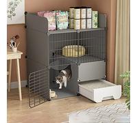 Collapsible Pet House, Kitten Cage for Cats, Indoor Cat Cage with Litter Box, 2 Tier Large DIY Pet Playpen, for Kitten Exercise, 75x49x88cm