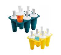 Collapsible Silicone Popsicle Molds Set of 2 Easy Release, Reusable Popsicle Sticks with Drip Guards for Homemade Popsicles and Ice Cream - BPA Free