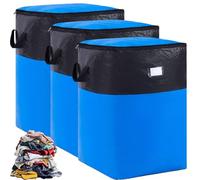 Collapsible Storage And Moving Bag - Heavy-Duty Handles & Zippered Closure, Heavy Duty Waterproof Moving Storage Totes, Collapsible Storage & Moving Bag - PE Folds Flat (Blue-3pcs,L)