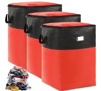 Collapsible Storage And Moving Bag - Heavy-Duty Handles & Zippered Closure, Heavy Duty Waterproof Moving Storage Totes, Collapsible Storage & Moving Bag - PE Folds Flat (Red-3pcs,XXL)