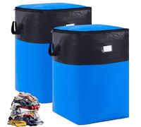 Collapsible Storage And Moving Bag - Heavy-Duty Handles & Zippered Closure, Heavy Duty Waterproof Moving Storage Totes, Collapsible Storage & Moving Bag - PE Folds Flat (Blue-2pcs,XL)