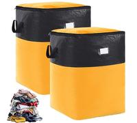Collapsible Storage And Moving Bag - Heavy-Duty Handles & Zippered Closure, Heavy Duty Waterproof Moving Storage Totes, Collapsible Storage & Moving Bag - PE Folds Flat (Yellow-2pcs,XL)