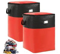 Collapsible Storage And Moving Bag - Heavy-Duty Handles & Zippered Closure, Heavy Duty Waterproof Moving Storage Totes, Collapsible Storage & Moving Bag - PE Folds Flat (Red-2pcs,XXL)