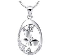 Collar 925 Inlay Diamond Costilla Hembra Cadena de Claves Diamante