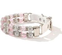 Collar Ajustable Collar De Cuero for Perros Y Gatos con Diamantes Imitación, Multicolor, Varios Tamaños(Pink,M)
