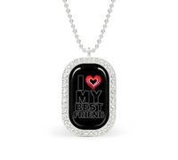 Collar ajustable con colgante de cadena de joyería para mujer con texto en inglés "I Love My Best Friend" para viajes, fiestas, talla única, Metal