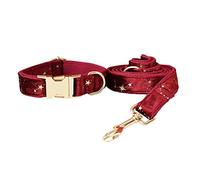 Collar Ajustable Conjunto de Correa Collar Perro Ajustable Personalizado con Pajarita for Perros XS-L Multicolor 2 Piezas(A,L)