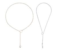 Collar Ajustable De 2 Piezas, Cadena De Oro Para Mujer, Cadena Larga De Oro, Cadena Chapada En Oro, Cadena De Oro Con Colgante, Collar De Perlas Para Mujer