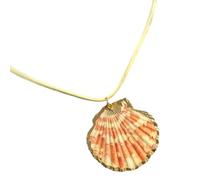 Collar ajustable de concha de mar/caracola, hecho a mano, con cuentas naturales, ligero, cómodo de llevar, collar de cordón ajustable, talla única, como se describe, como se describe
