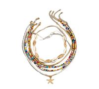 Collar ajustable de conchas marinas y cuentas para mujer, joyería inspirada en el mar, para aventuras en la playa, joyería fácil de usar, talla única, como se describe, como se describe
