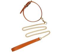 Collar Ajustable de Cuero Bondage Gargantilla erótica con Cadena de Plomo SM Gargantilla Cadena Collar Bdsm para Mujer Collar Sexual Cuero para Hombres Juego de rol