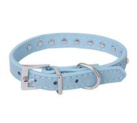 Collar ajustable de piel sintética y diamantes de imitación para perro/gato X, color azul, creativo y exquisito, proceso profesional