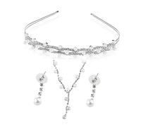 Collar ajustable nupcial tiara collar novia novia damas conjuntos de joyería