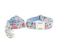 Collar Ajustable para Mascotas Juego de Correa y Collar for Perro con Estampado macarrón Personalizado, Multicolor, Varios tamaños(B,S)
