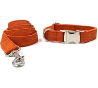 Collar Ajustable para Mascotas Tamaños múltiples Multicolores determinados de la Correa del Collar Perro con Hebilla metálica Ajustable(Orange,M)