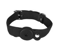 Collar Ajustable para Perros, Collar Impermeable y Ligero para Mascotas, Fabricado en PU de Primera Calidad y Tela con herrajes metálicos, Collar cómodo, Duradero y Elegante para (Negra)