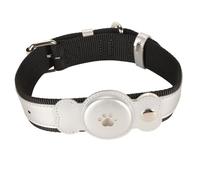 Collar Ajustable para Perros, Collar Impermeable y Ligero para Mascotas, Fabricado en PU de Primera Calidad y Tela con herrajes metálicos, Collar cómodo, Duradero y Elegante para (Plata)