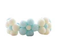 Collar ajustable tejido a mano con diseño de bola de felpa para mascotas, gato y perro, correa para el cuello, regalos para mascotas, azul + beige, M