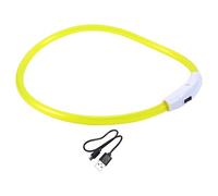 Collar Amarillo de Recargable Plástico para LED por USB Perros | Brillo Nocturno, Diseño Luminoso, Seguridad en Campamento, para Cachorros y Mascotas, Uso Exterior
