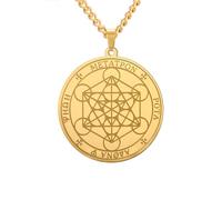 Collar Amaxer con colgante cubo de Metatrón para hombre, geometría sagrada vintage, arcángel Metatrón, protección, medalla robusta, joyería (dorado)