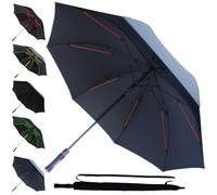 COLLAR AND CUFFS LONDON 95KPH Marco de 4 Capas - Paraguas de Golf Extra Grandes XL Antiviento Automático Hombre Mujer - Paraguas Largo Resistente Fuerte Prueba de Viento - Fibra de Vidrio - Negro