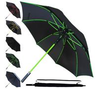 COLLAR AND CUFFS LONDON 95KPH Paraguas de Golf Extra Grandes XL Antiviento Automático Hombre Mujer - Paraguas Largo Originales Resistente Fuerte Prueba de Viento - Fibra de Vidrio en Verde - Negro