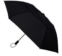 COLLAR AND CUFFS LONDON Nuestro Paraguas Plegable Más Fuerte - RARO 2 Pliegues Diseño - A PRUEBA DE VIENTO - Doble Toldo Ventilado - Estructura Reforzada con Fibra de Vidrio - Automático Negro