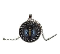 Collar antiguo con sello vintage del zodiaco brujería colgante de cristal colgante collar de luna creciente collar colgante personalizado, 1