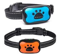 Collar antiladridos recargable - Collar de entrenamiento antigolpes para perros - Humano con vibración y sonido para perros pequeños, medianos y grandes - Paquete de 2 unidades azul naranja