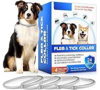 Collar Antiparasitario Perros, Collar Antipulgas Perros 4 Piezas con 24 Meses de Protección Efectiva, Impermeable, Ajustable, para Perros Pequeños, Medianos y Grandes