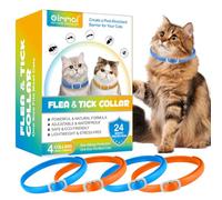 Collar antipulgas y garrapatas para Gatos-4pcs Collar antiparasitario Protección para 24 Meses, Talla única, Ajustable e Impermeable-Collar antipulgas-Azul y Naranja