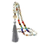 Collar Anudado Con 108 Cuentas Mala Para Hombre Y Mujer, Collar Largo De Piedras Preciosas Naturales Con Colgante Del Árbol De La Vida Y Borla, Joyería Espiritual Para Oración, Regalo De Amazonit