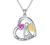 Collar AOBOCO con colgante de ángel de la guarda en plata de ley 925, regalo de bautismo, comunión y cumpleaños para niñas y niños