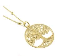 Collar Árbol de la Vida para Mujer, Plata de Ley 925 con Baño de Oro, Colgante, Gargantilla. Largo de la Cadena 45 Centímetros.Viene en Caja de Regalo. (45)