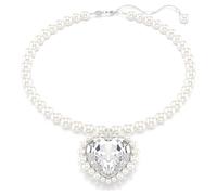 Collar Ariana Grande x Swarovski, Crystal Pearl, Talla de corazón, Corazón, Blanco, Baño de rodio OS