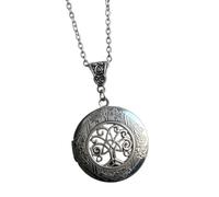 Collar artístico de triquetra y árbol diseñado con un compartimento secreto para un collar con colgante único, Medio, como se describe, como se describe