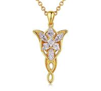 Collar Arwen Evenstar, Collar Con Colgante Mujer Oro Acero, Collares Cruz Plata Regalo Para Mujeres